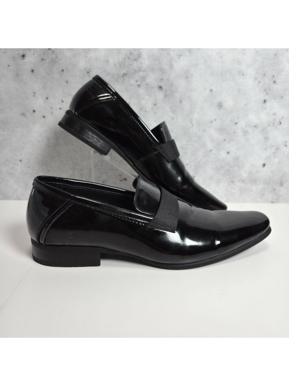 Calvin Klein Mens Black Patent Tuxedo Slip-On Loafers Bernard Style Size 9M